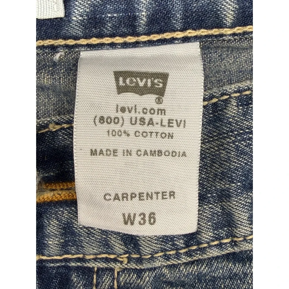 Levis Carpenter Denim Shorts Mens 36 Blue Medium Wash Utility Workwear Baggy